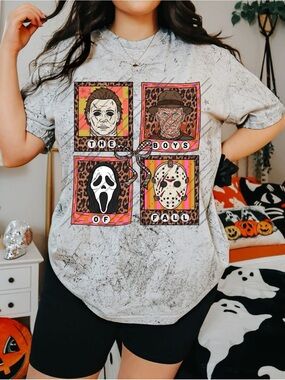 Graphic Halloween Horror Icons Comfort Colors Color blast Tshirt Small-XL